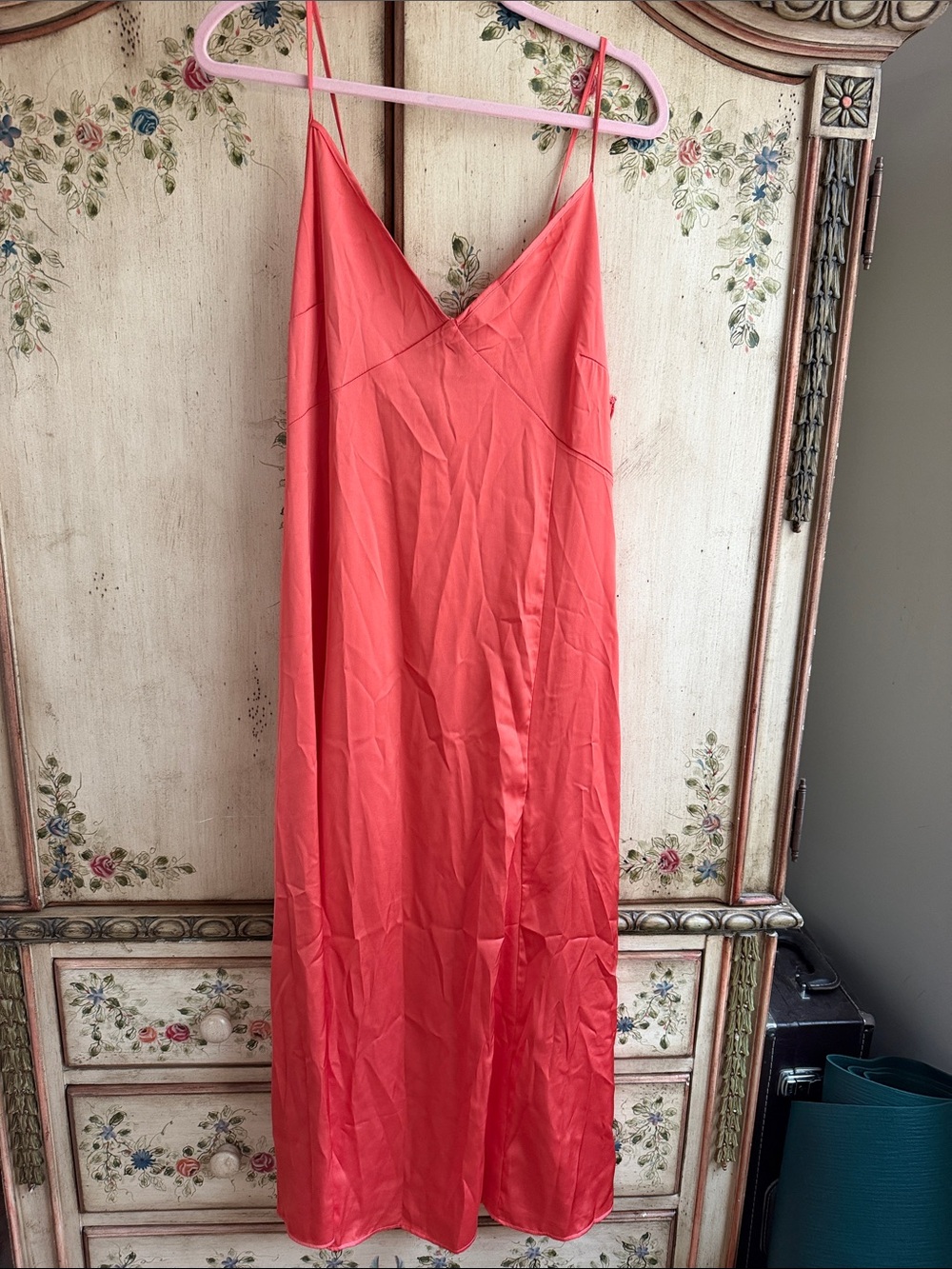 H&M Coral Spaghetti Strap Slip Dress